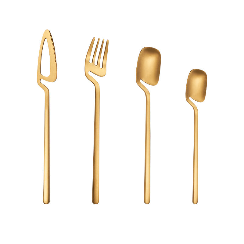 Creative New Wall Hanging Spoon 304 Stainless Steel Tableware Knife And Fork Spoon Suit Hanging Ring Coffee Spoon Dessert Cake Knife And Fork