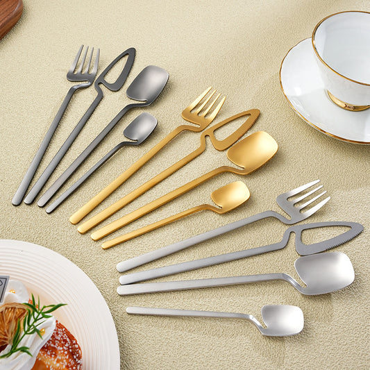 Creative New Wall Hanging Spoon 304 Stainless Steel Tableware Knife And Fork Spoon Suit Hanging Ring Coffee Spoon Dessert Cake Knife And Fork