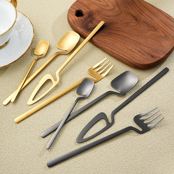 Creative New Wall Hanging Spoon 304 Stainless Steel Tableware Knife And Fork Spoon Suit Hanging Ring Coffee Spoon Dessert Cake Knife And Fork